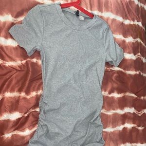 Gray dress with ruched side with strings